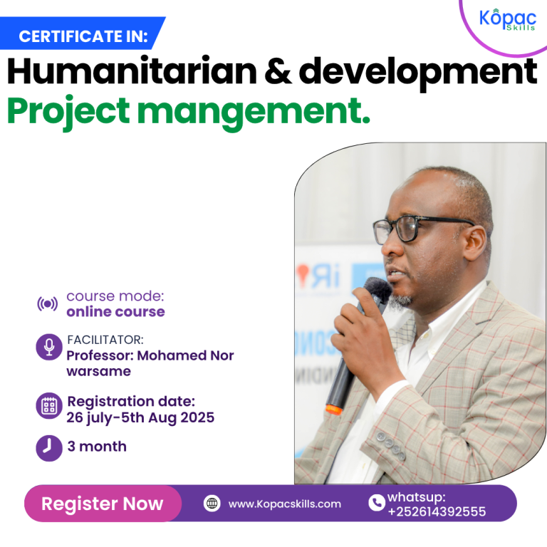 Humanitarian and Development Project management.